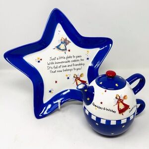 Gooseberry Patch by Midwest of Cannon Falls One Cup Teapot w/Star Shaped Plate